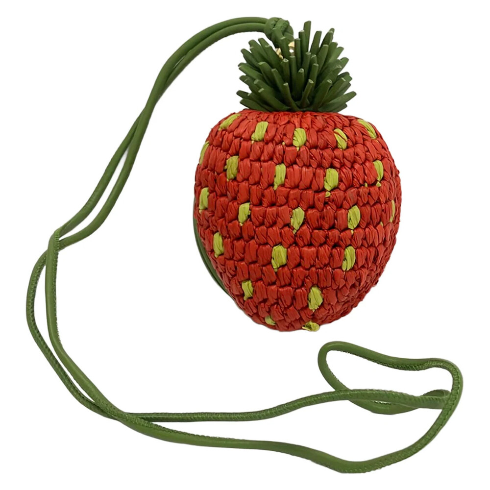 Loewe Strawberry Coin Purse Red Raffia #374143L63B